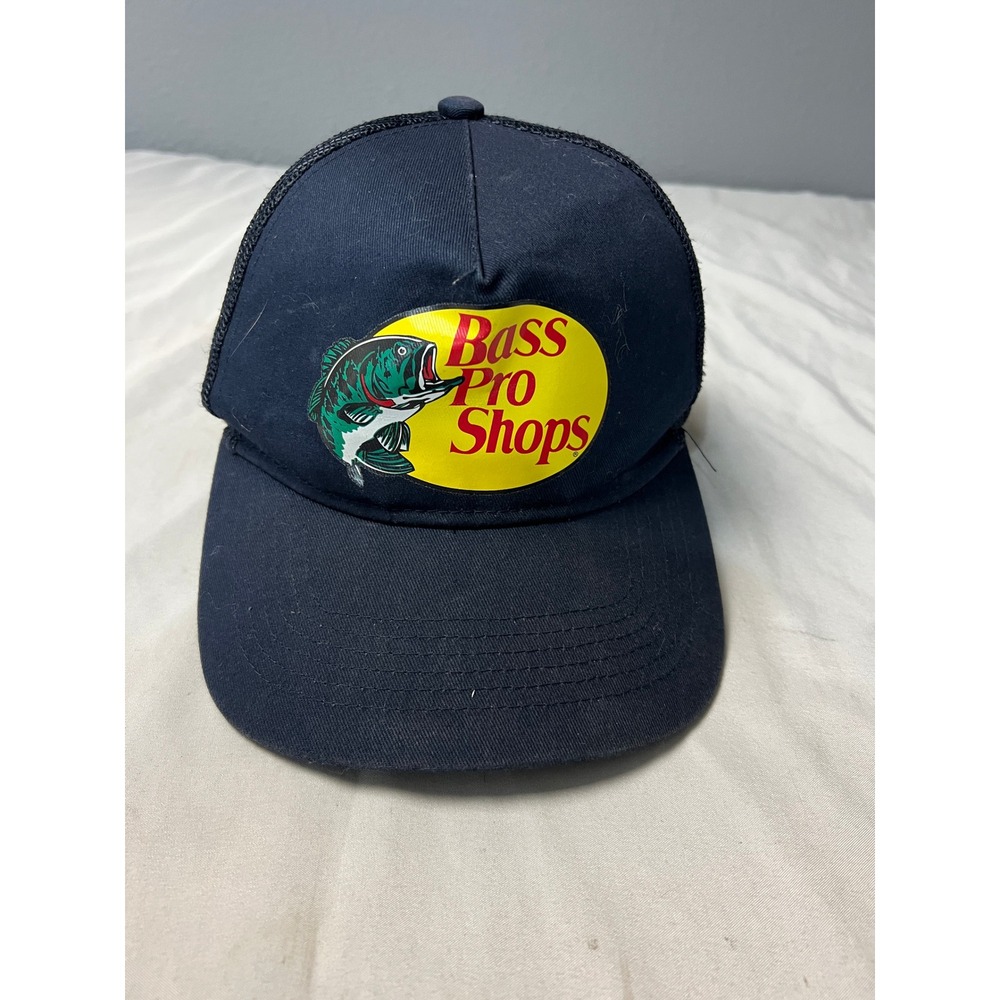 Bass Pro Shops Navy Blue Mesh Trucker Hat Snapback Fishing Cap 638BP-032